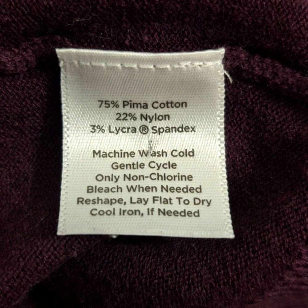 Talbots Pima Cotton Cardigan M Burgundy Plum Button Front Stretch Classic Preppy - Picture 7 of 9